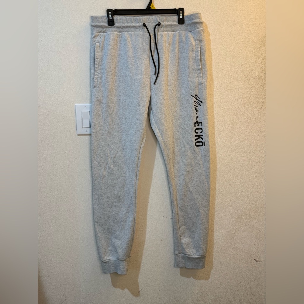 Marc Ecko Men's Light Gray Fleece Lined Jogger Sweatpants Size L